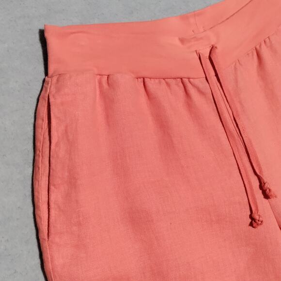 Flax Full Time Pants Linen Crop Wide Leg Drawstring Cargo Womens Small Mango - Picture 6 of 13